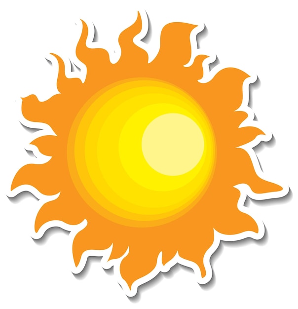 Een stickersjabloon met de zon in geïsoleerde cartoonstijl