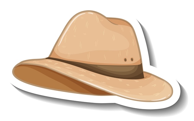 Een stickersjabloon met een fedora-hoed geïsoleerd