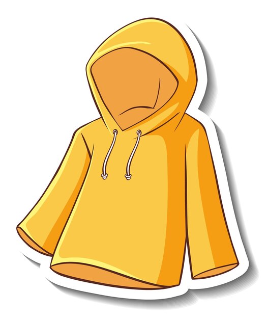 Een stickersjabloon met een gele hoodie geïsoleerd