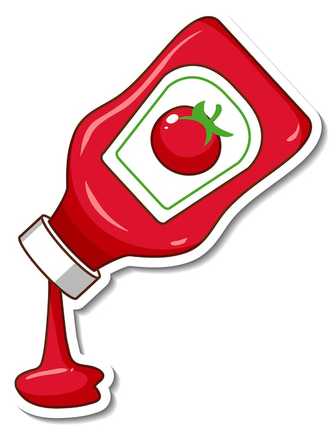Een stickersjabloon met een ketchupfles