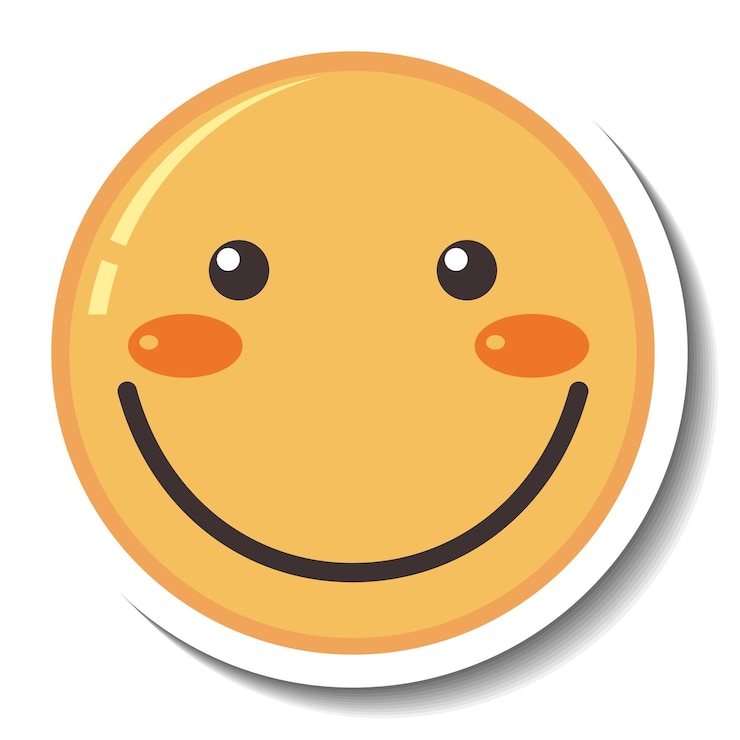 Gratis Vector een stickersjabloon met emoji geïsoleerd met een glimlach face