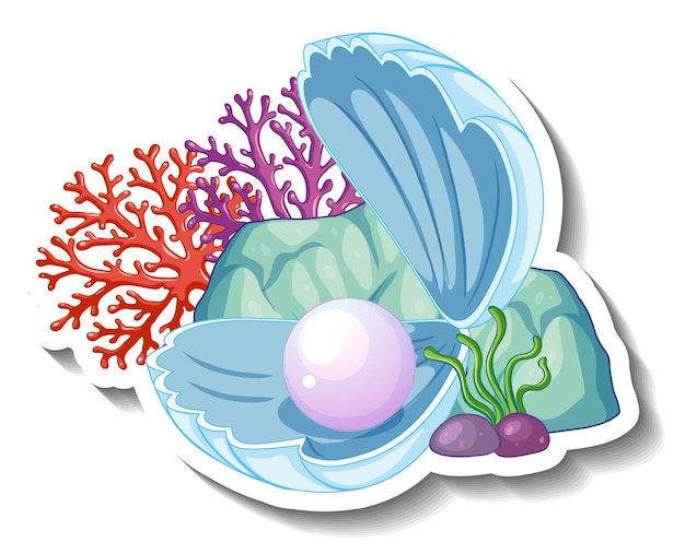 Een stickersjabloon met Pearl in shell geïsoleerd