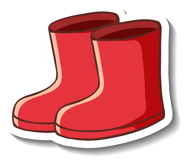 Een stickersjabloon met rode laarzen geïsoleerd