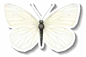 Gratis vector een stickersjabloon met witte vlinder geïsoleerd
