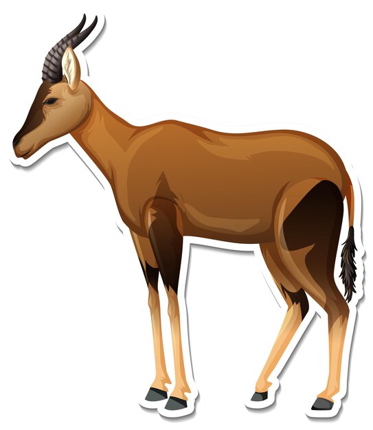 Een stickersjabloon van antilope stripfiguur