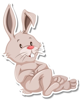 Een stickersjabloon van een konijn stripfiguur