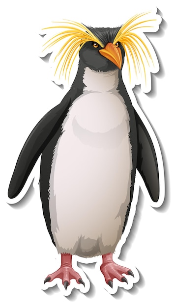 Gratis vector een stickersjabloon van een pinguïn-stripfiguur