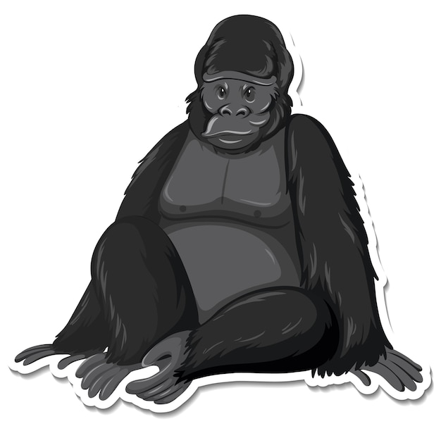 Een stickersjabloon van een stripfiguur van een aap