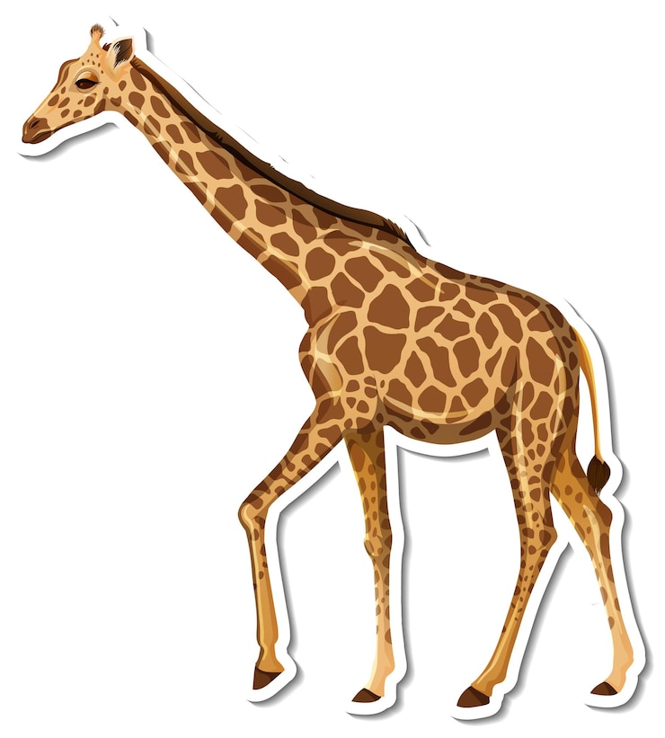 Gratis Vector een stickersjabloon van een stripfiguur van een giraf