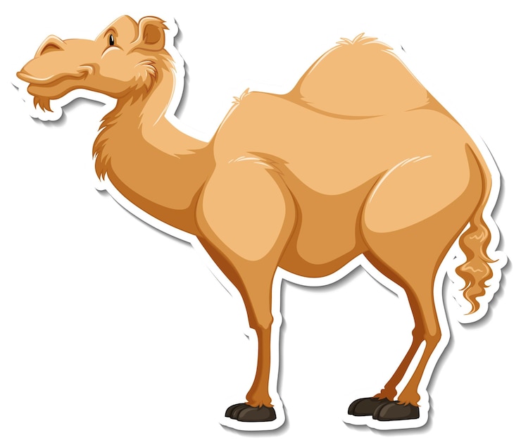 Gratis Vector een stickersjabloon van een stripfiguur van een kameel