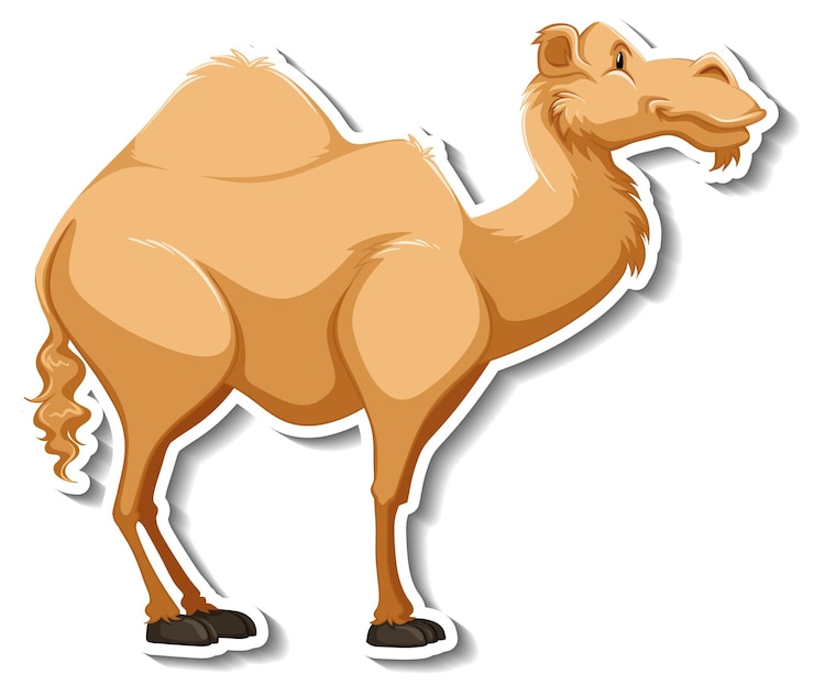 Gratis Vector een stickersjabloon van een stripfiguur van een kameel