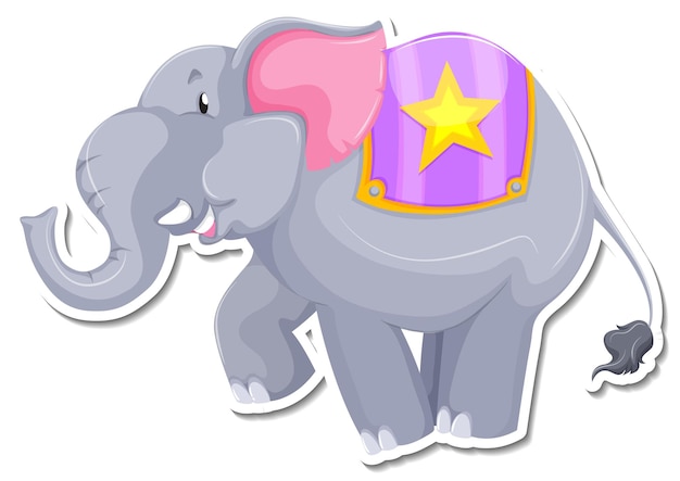 Gratis vector een stickersjabloon van een stripfiguur van een olifant