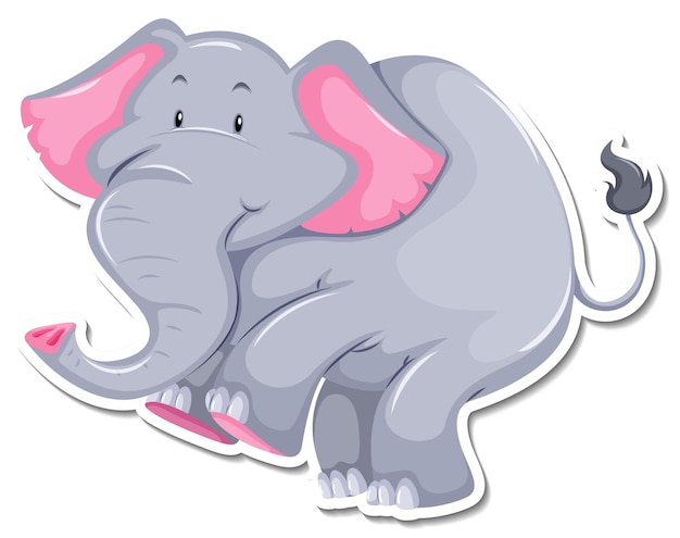 Een stickersjabloon van een stripfiguur van een olifant