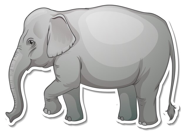 Een stickersjabloon van een stripfiguur van een olifant