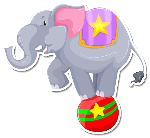 Gratis vector een stickersjabloon van een stripfiguur van een olifant