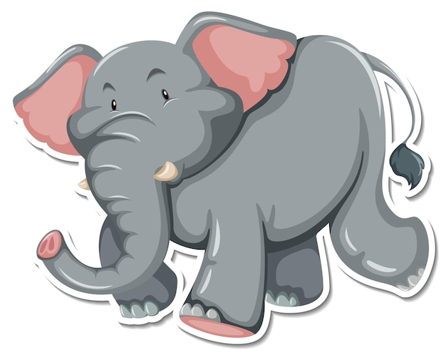 Een stickersjabloon van een stripfiguur van een olifant