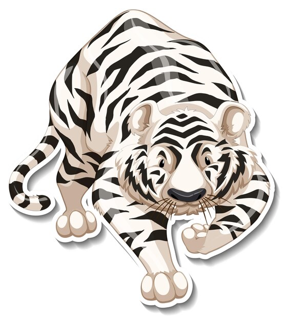 Een stickersjabloon van een stripfiguur van een tijger