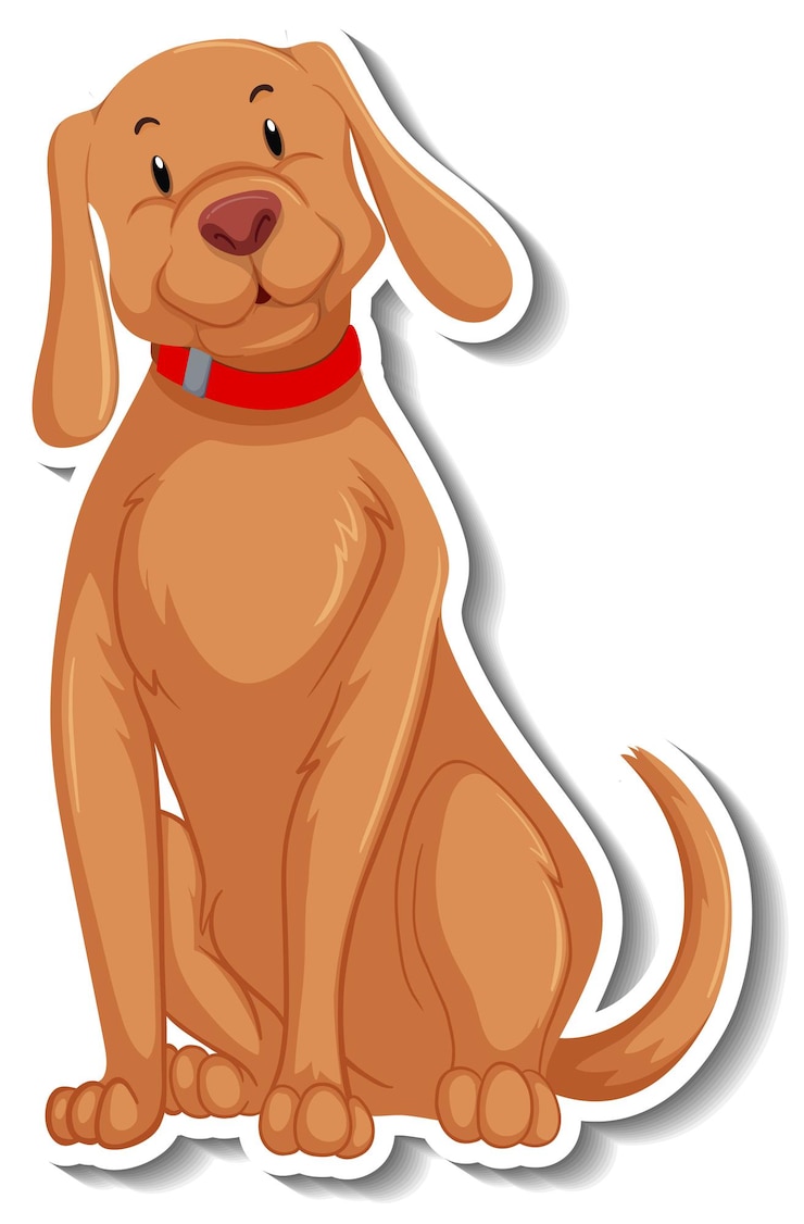 Gratis Vector een stickersjabloon van een stripfiguur voor een hond