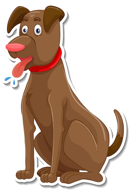 Gratis vector een stickersjabloon van een stripfiguur voor een hond