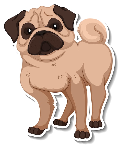 Gratis vector een stickersjabloon van een stripfiguur voor honden