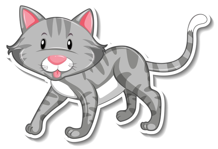 Gratis Vector een stickersjabloon van een stripfiguur voor katten