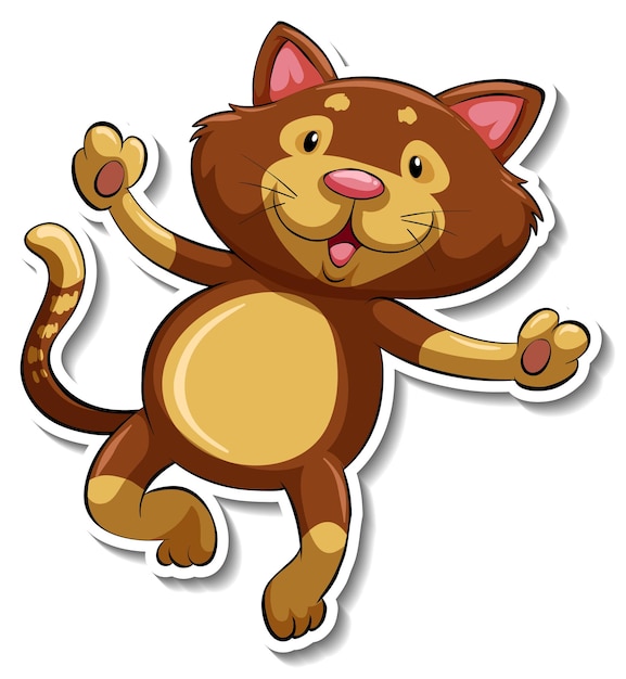 Gratis vector een stickersjabloon van een stripfiguur voor katten