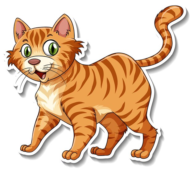 Een stickersjabloon van een stripfiguur voor katten