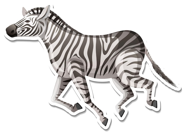 Een stickersjabloon van een zebra-stripfiguur