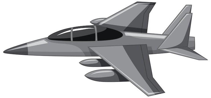 Gratis Vector een straaljager of militair vliegtuig dat op witte achtergrond wordt geïsoleerd