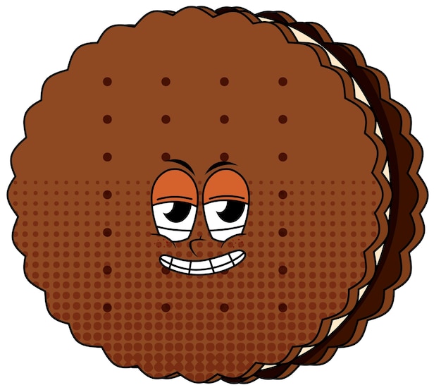 Gratis vector een stripfiguur van een cookie op een witte achtergrond