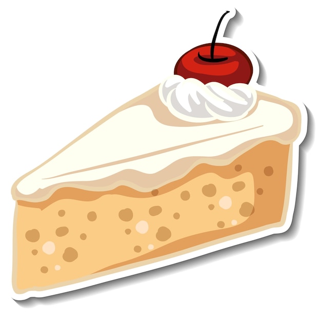 Gratis vector een stukje vanillecake met kers op de top