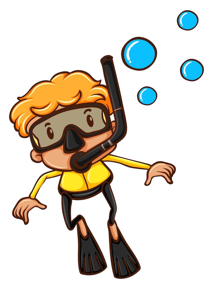 Gratis Vector een tekening van een man die geniet van de onderwateractiviteit