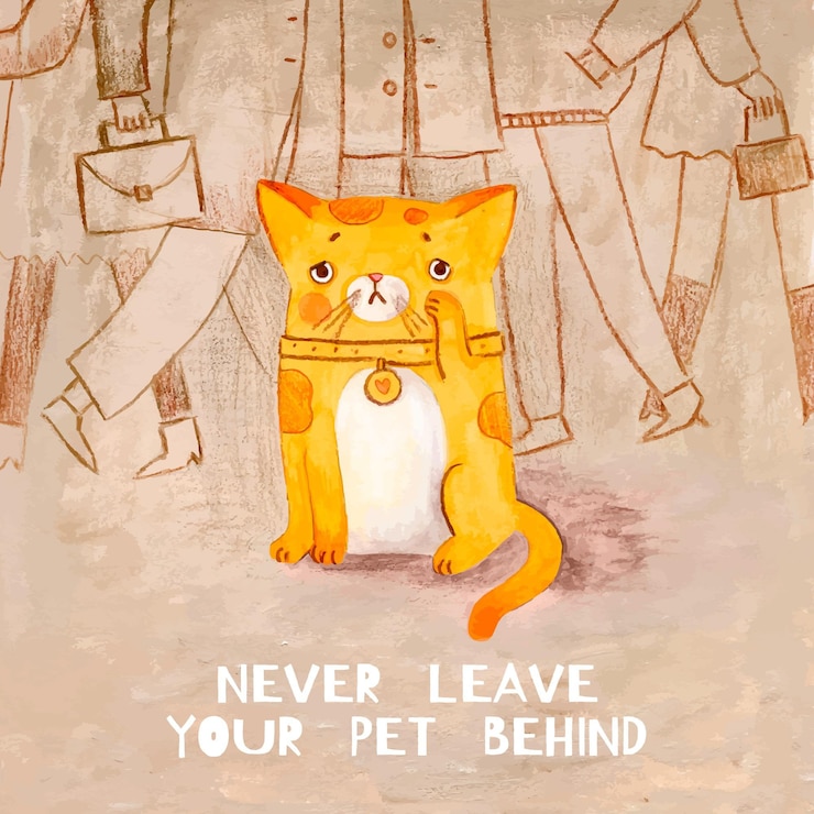 Gratis Vector een trieste kat die achtergelaten wordt.