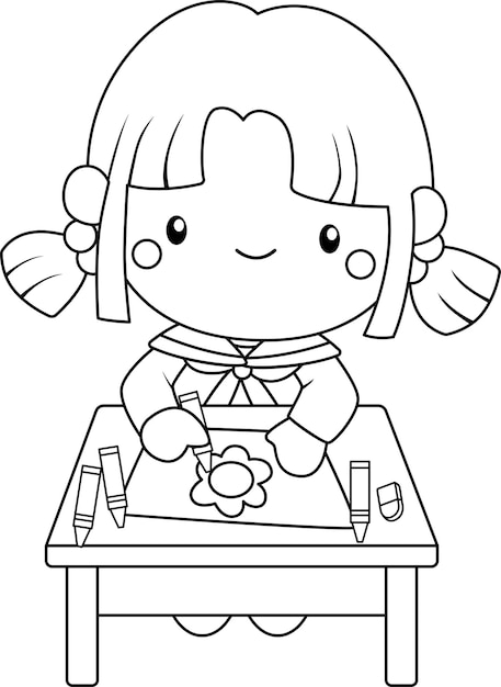 Gratis vector een vector van sa vector van schooljongen in zwart-witte kleurschoolmeisje in zwart-witte kleuren