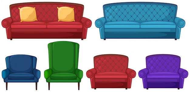 Gratis vector een verzameling van verschillende stoelen