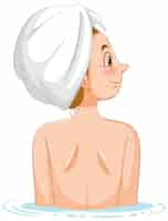 Gratis vector een vrouw met haarhanddoek in bad