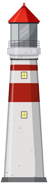 Gratis vector een vuurtoren op een witte achtergrond