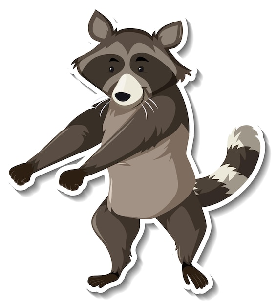 Gratis vector een wasbeer dansende dieren cartoon sticker