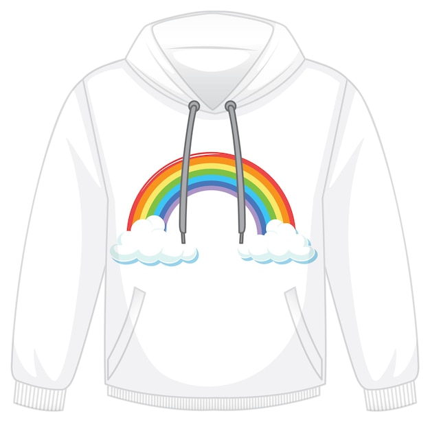 Gratis vector een witte hoodie met lange mouwen op een witte achtergrond