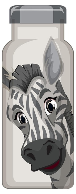 Gratis vector een witte thermosfles met zebrapatroon