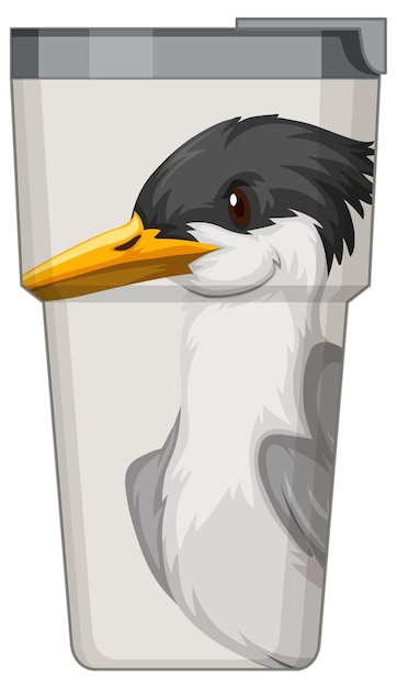 Gratis vector een witte thermoskan met vogelpatroon