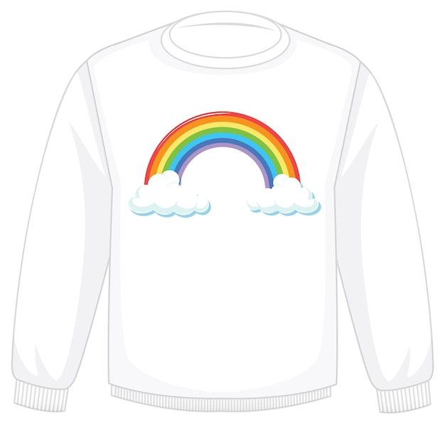 Gratis vector een witte trui met regenboogpatroon op een witte achtergrond