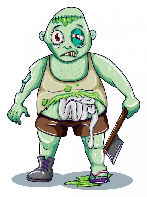 Gratis vector een zombie met een bijl