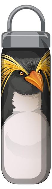 Gratis vector een zwarte thermosfles met pinguïnpatroon