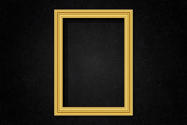 Gratis vector eenvoudig gouden frame op de muur