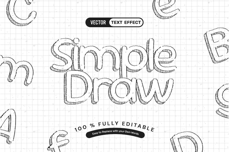 Gratis Vector eenvoudig met de hand getekend bewerkbaar tekst-effect