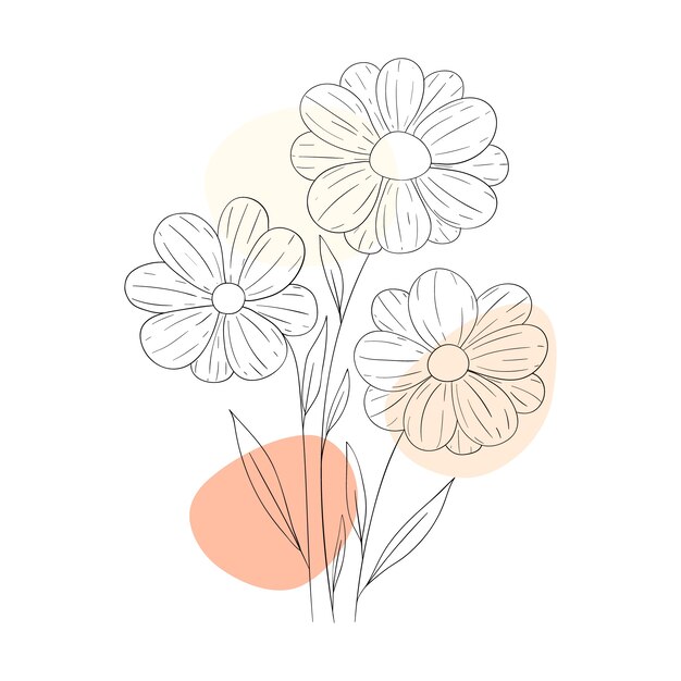 Eenvoudig met de hand getekende bloemencontour