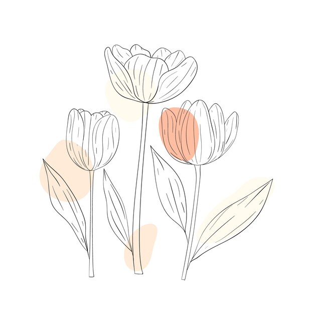 Eenvoudig met de hand getekende bloemencontour