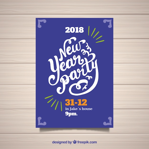 Gratis vector eenvoudig nieuwjaarsfeestposter in paars