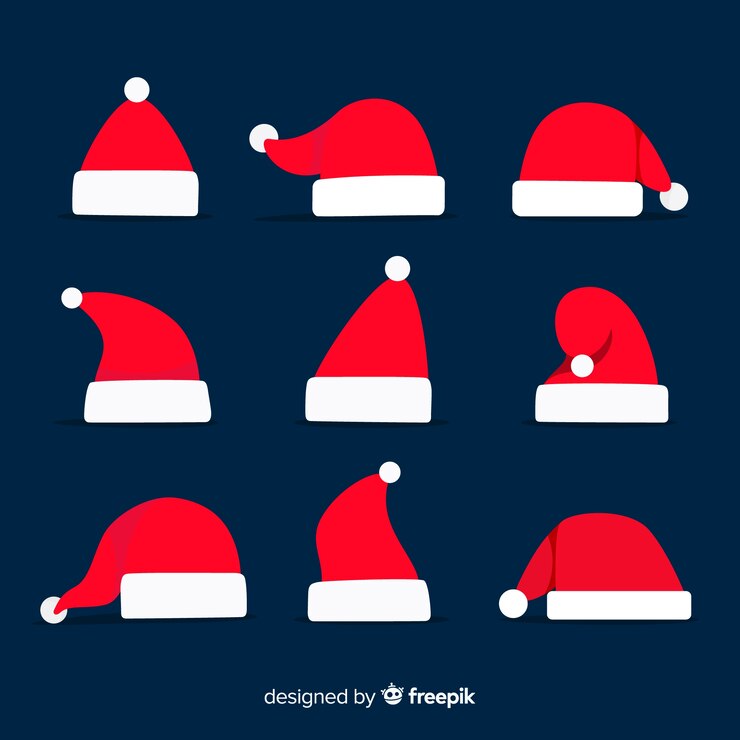 Gratis Vector eenvoudig santa's hoedenpakket